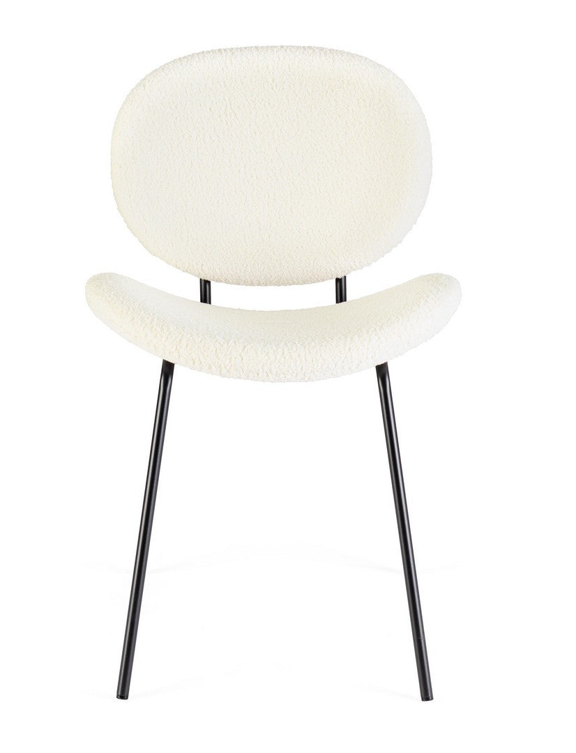 Scaun Dining Tapițat Bouclé Alb, Maddie Bizzotto - Imagine 4