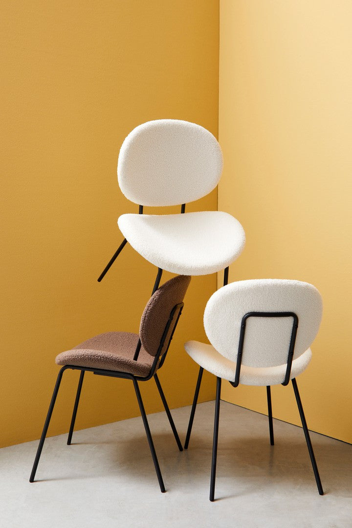 Scaun Dining Tapițat Bouclé Alb, Maddie Bizzotto - Imagine 9