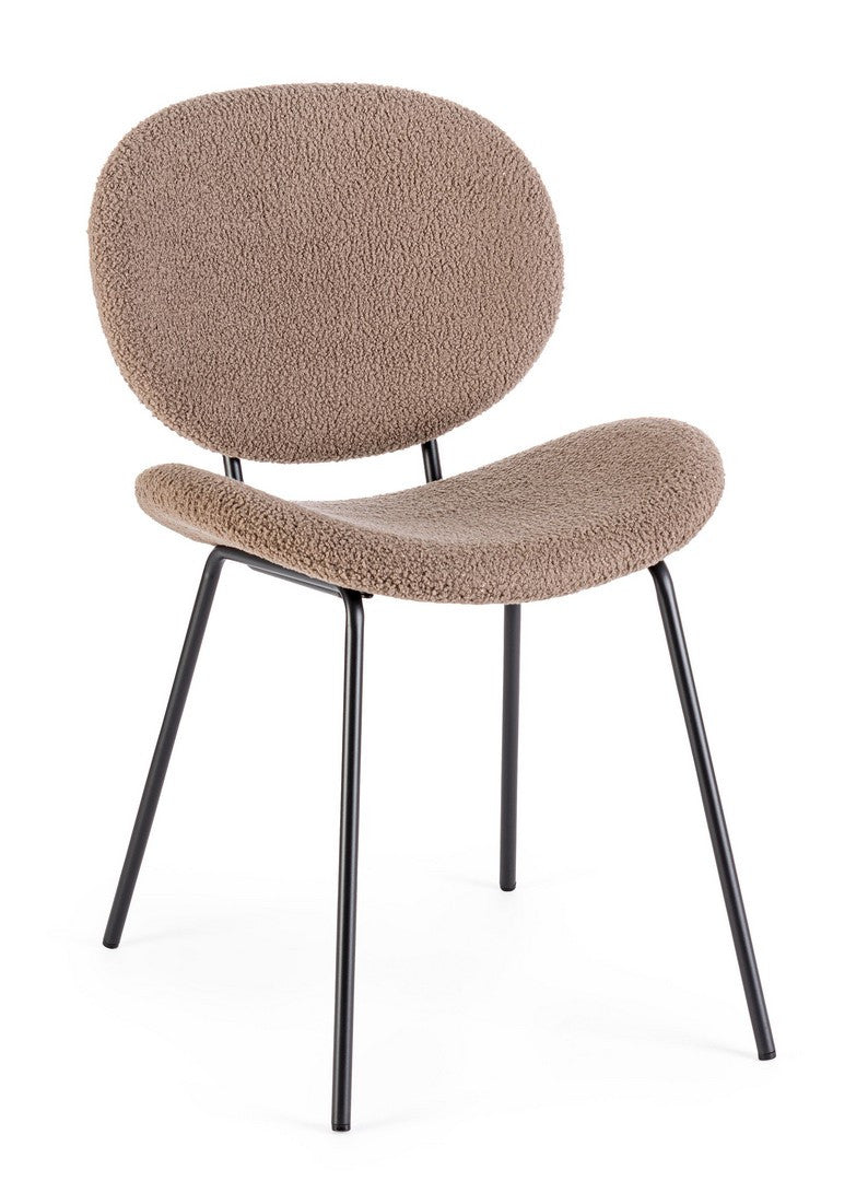 Scaun Dining Tapițat Bouclé Bej, Maddie Brown Bizzotto - Imagine 1