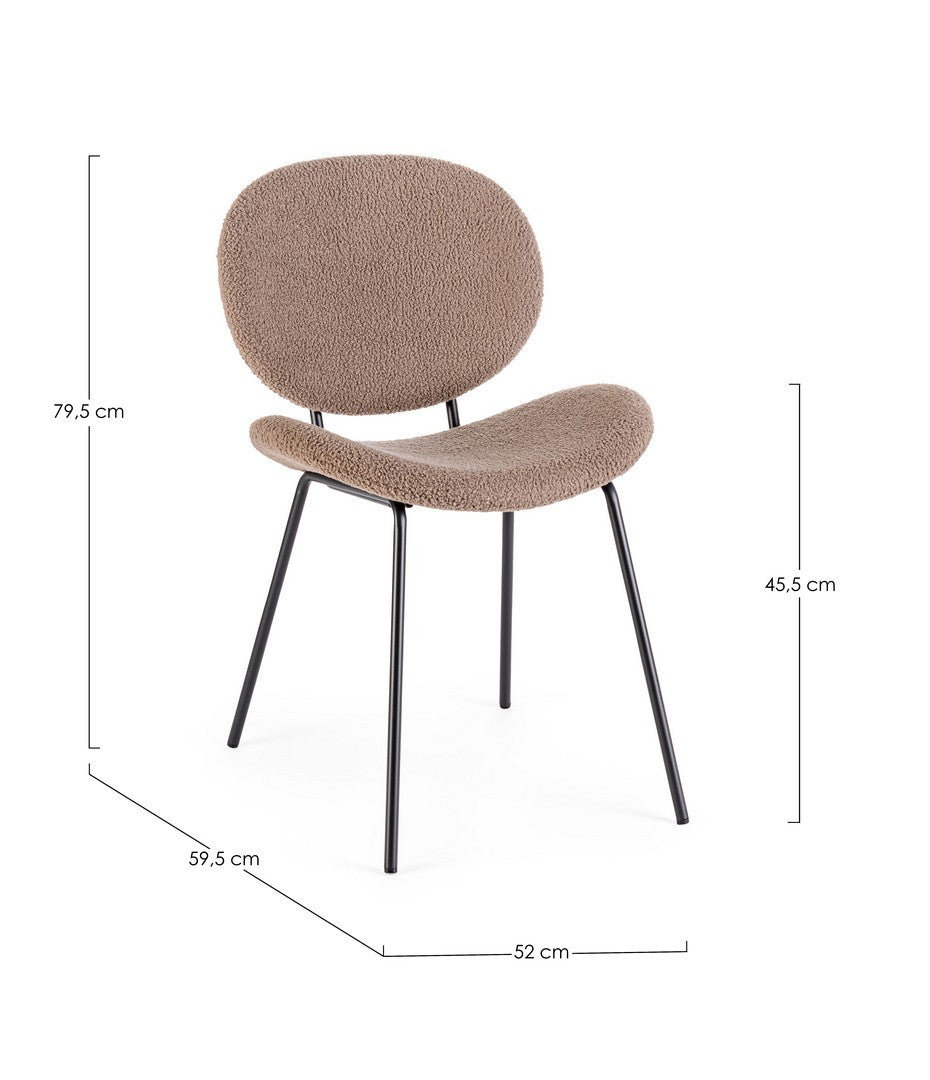 Scaun Dining Tapițat Bouclé Bej, Maddie Brown Bizzotto - Imagine 3
