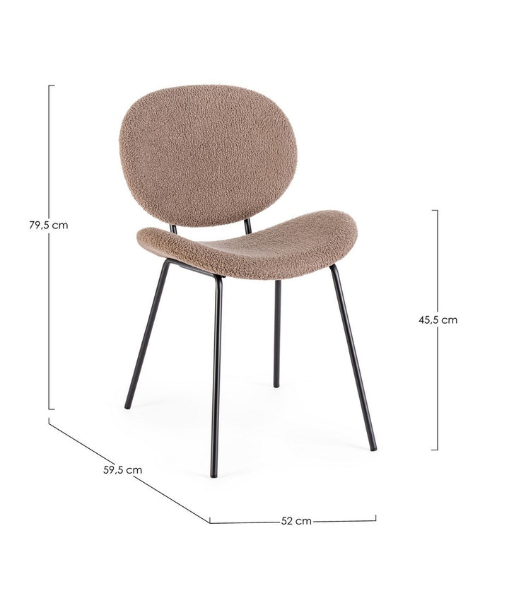 Scaun Dining Tapițat Bouclé Bej, Maddie Brown Bizzotto - Imagine 3