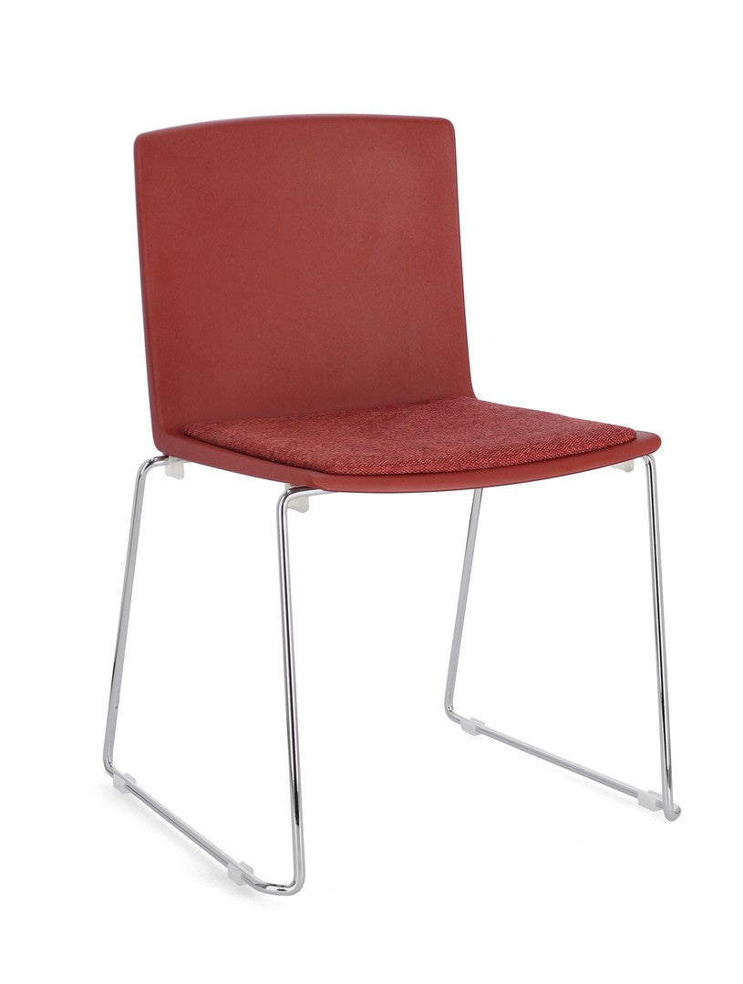 Scaun Dining Plastic Roșu, Giulia Chrome Bizzotto - Imagine 1