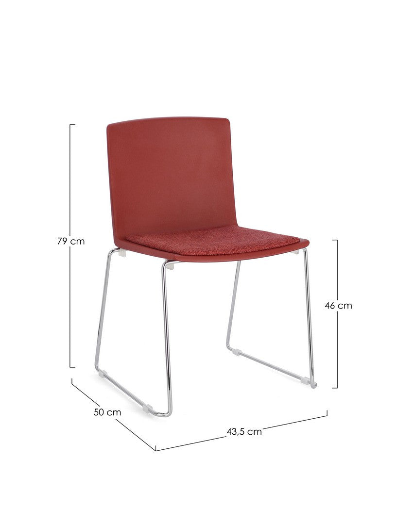 Scaun Dining Plastic Roșu, Giulia Chrome Bizzotto - Imagine 3