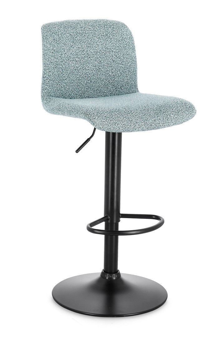 Scaun Bar Rotativ Tapițat Textil Negru-Aquamarin, Rafael Bizzotto - Imagine 1