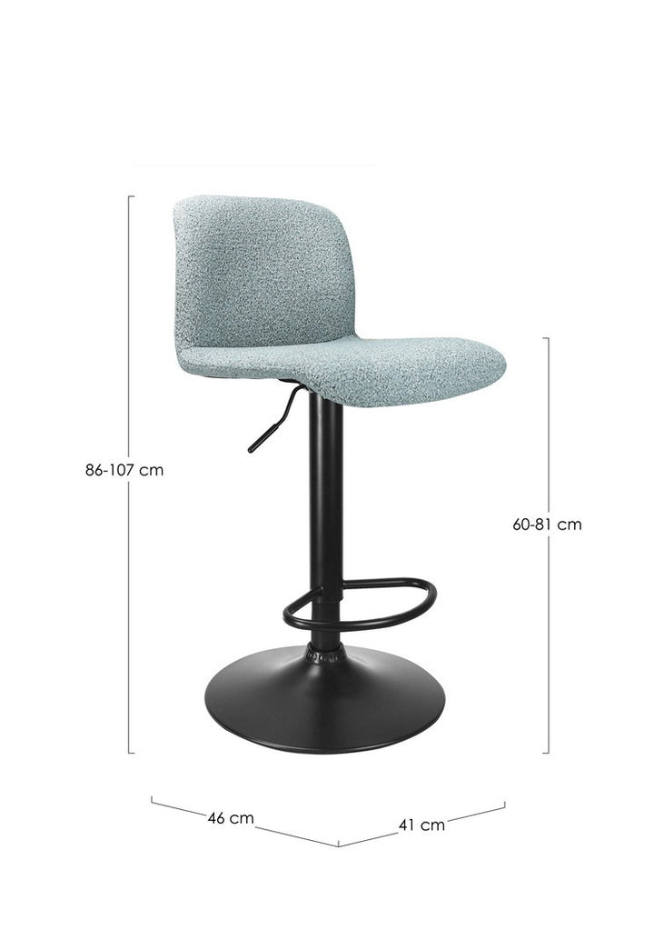 Scaun Bar Rotativ Tapițat Textil Negru-Aquamarin, Rafael Bizzotto - Imagine 3
