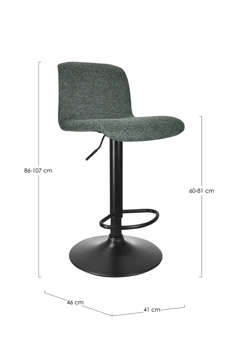 Scaun Bar Rotativ Tapițat Textil Verde Închis, Rafael Bizzotto - Imagine 3