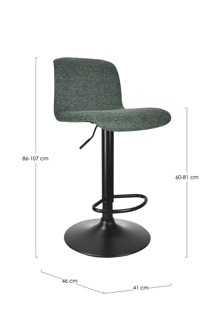 Scaun Bar Rotativ Tapițat Textil Verde Închis, Rafael Bizzotto - Imagine 3
