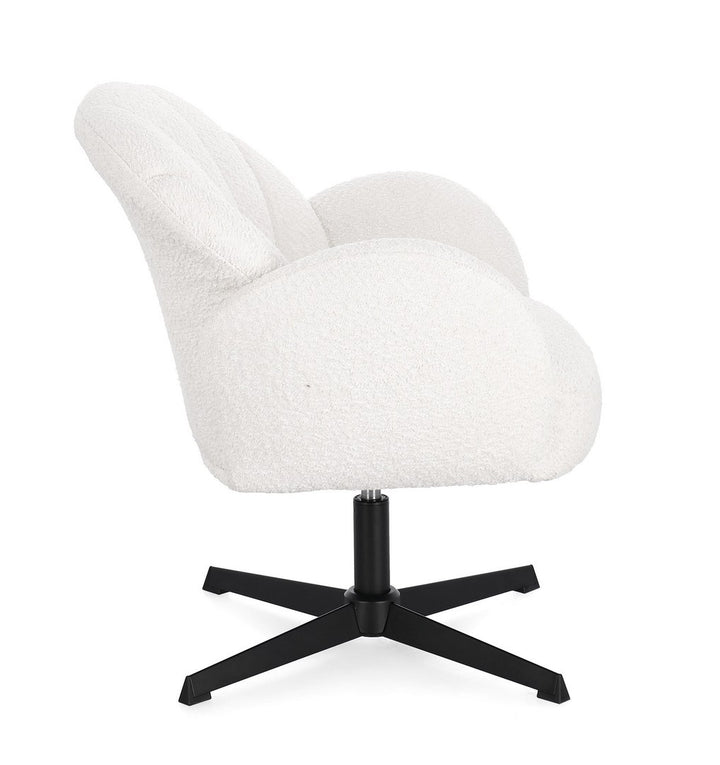 Fotoliu Rotativ Tapițat Textil Alb, Chloe Snow Bizzotto - Imagine 5