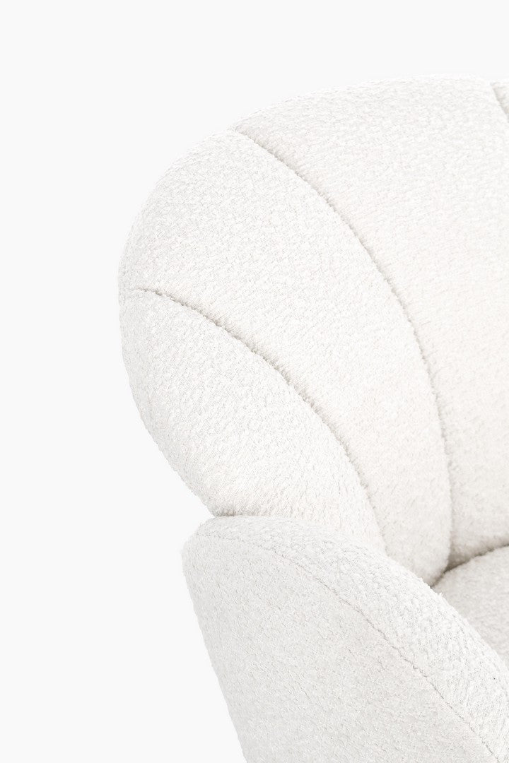 Fotoliu Rotativ Tapițat Textil Alb, Chloe Snow Bizzotto - Imagine 6