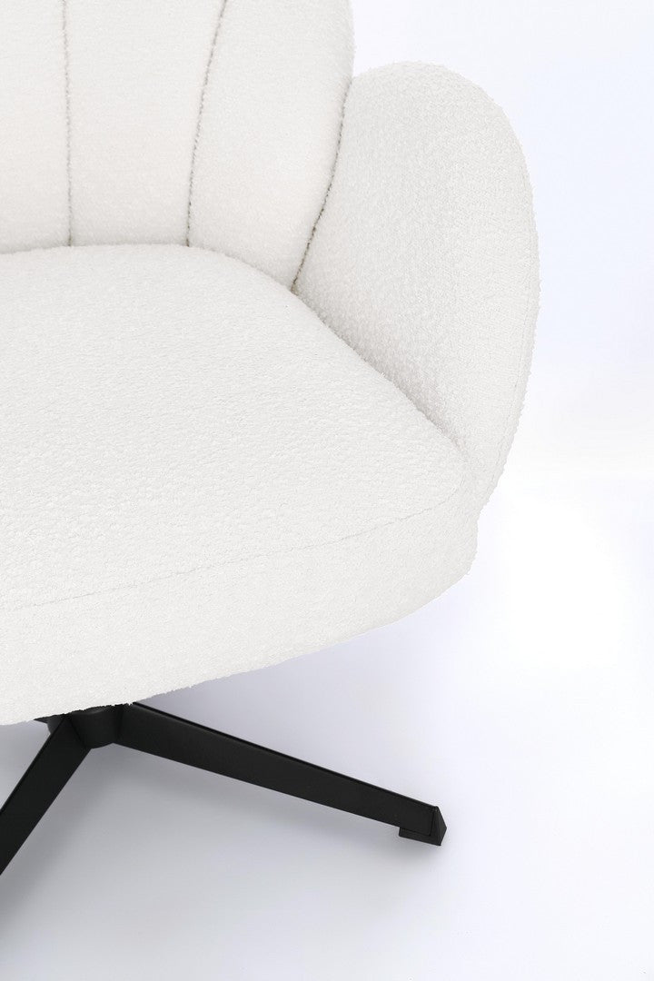Fotoliu Rotativ Tapițat Textil Alb, Chloe Snow Bizzotto - Imagine 7