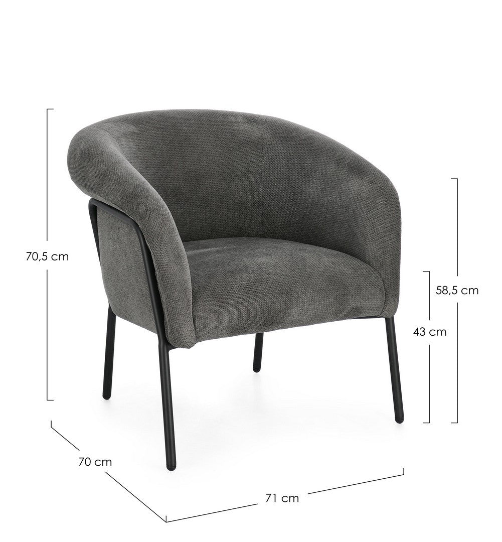 Fotoliu Tapițat Textil Gri, Camila Dark Bizzotto - Imagine 3