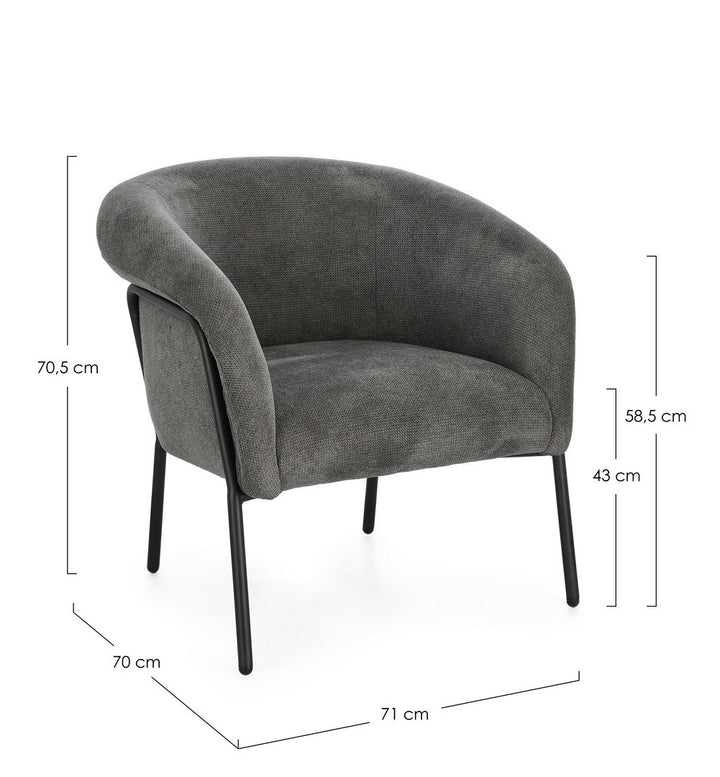 Fotoliu Tapițat Textil Gri, Camila Dark Bizzotto - Imagine 3