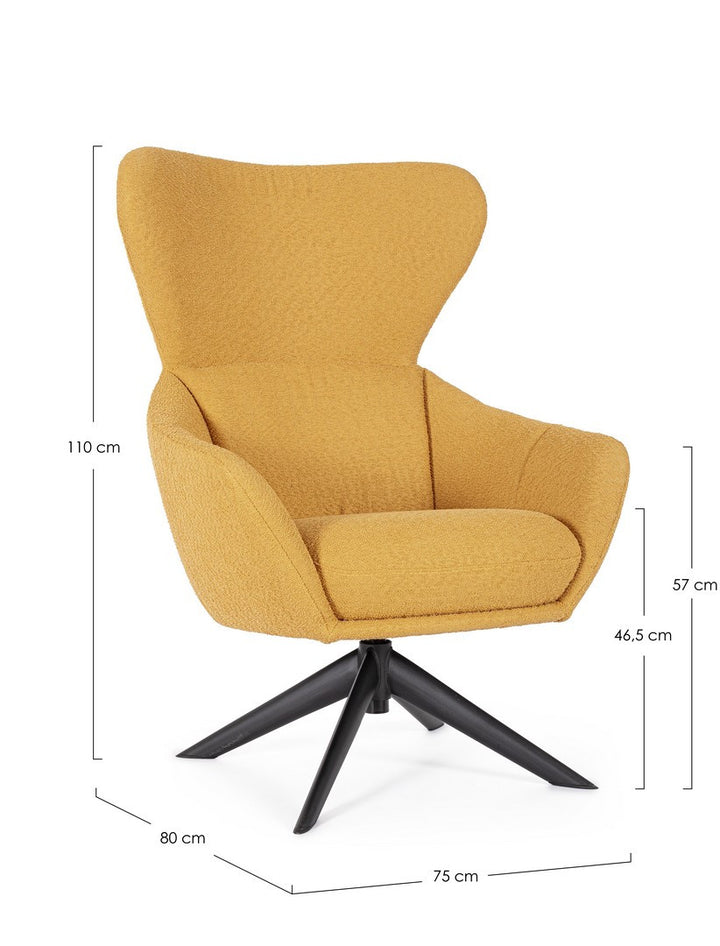 Fotoliu Rotativ Tapițat Textil Muștar, Hailey Bizzotto - Imagine 3