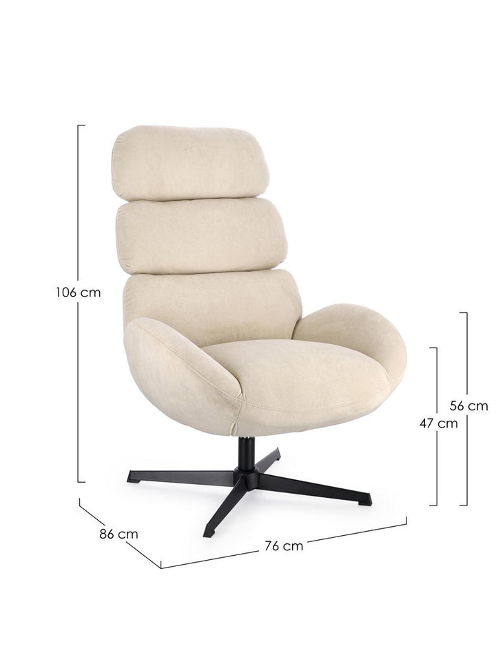 Fotoliu Rotativ Tapițat Textil Bej, Violante Pearl Bizzotto - Imagine 3