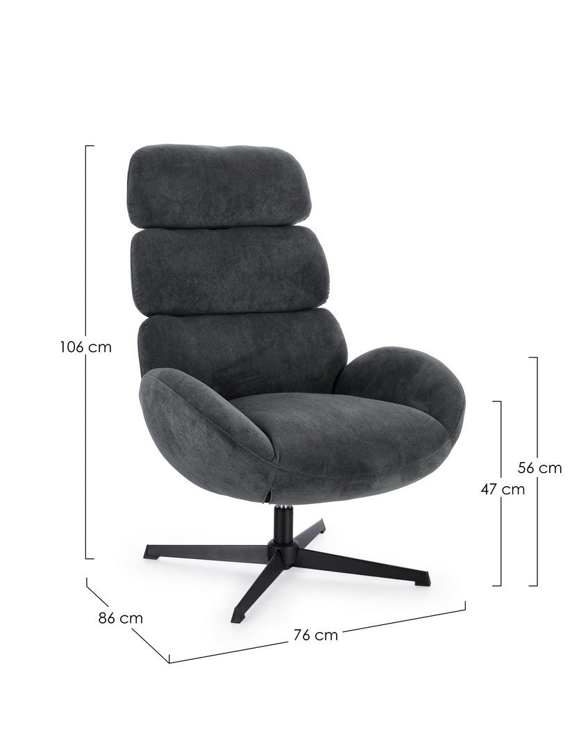 Fotoliu Rotativ Tapițat Textil Negru, Violante Bizzotto - Imagine 3