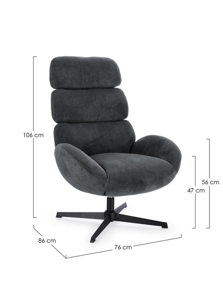 Fotoliu Rotativ Tapițat Textil Negru, Violante Bizzotto - Imagine 3