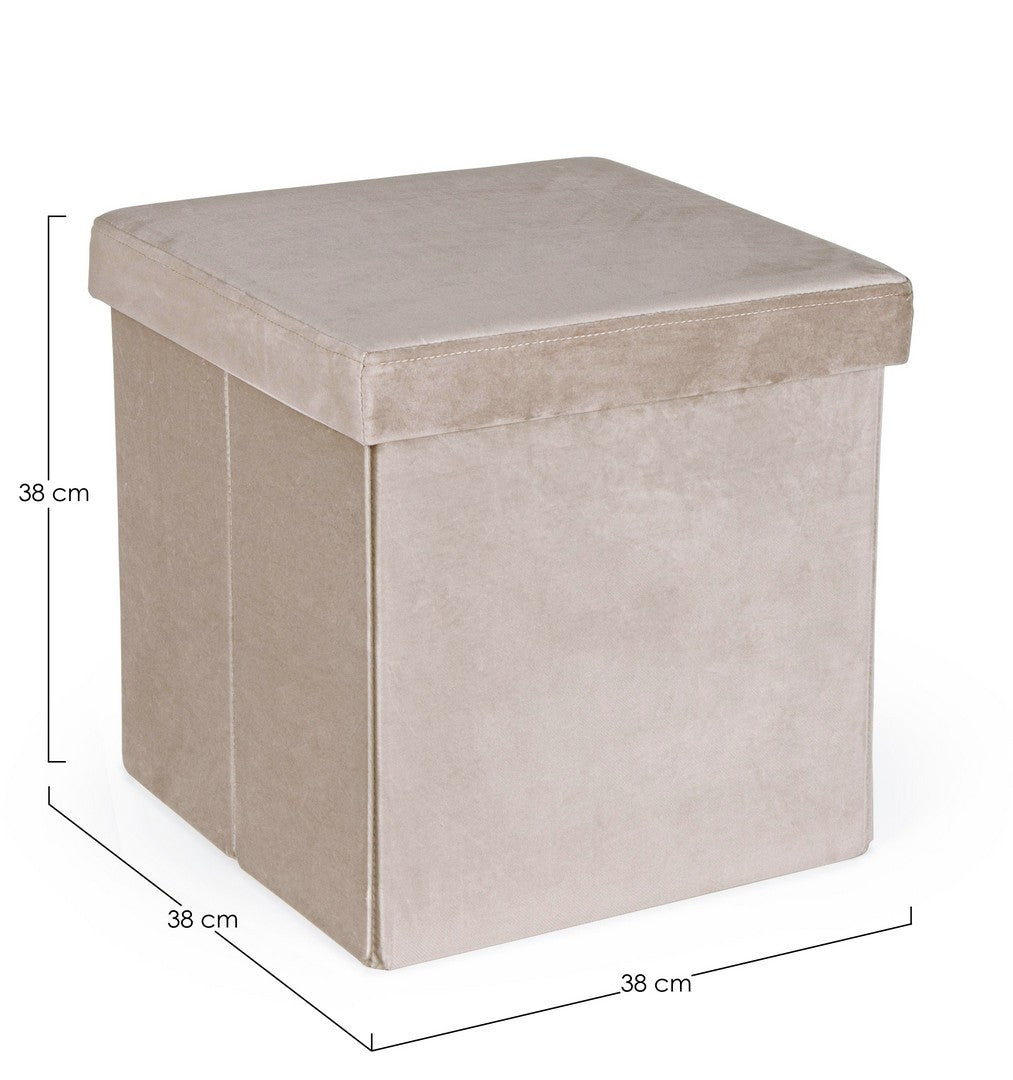 Pouf Pliabil Catifea Taupe Cu Depozitare, Camden Bizzotto - Imagine 2