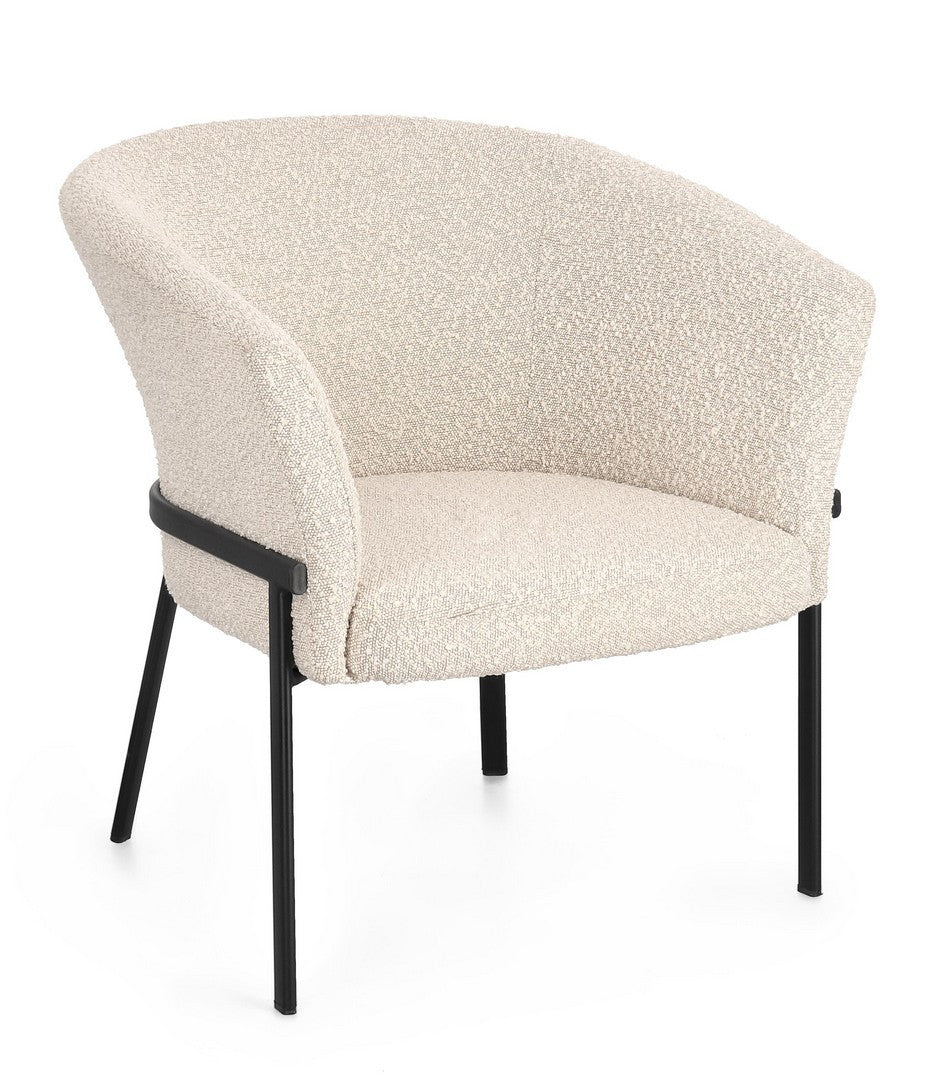Fotoliu Tapițat Textil Bej, Puka Ivory Bizzotto - Imagine 1