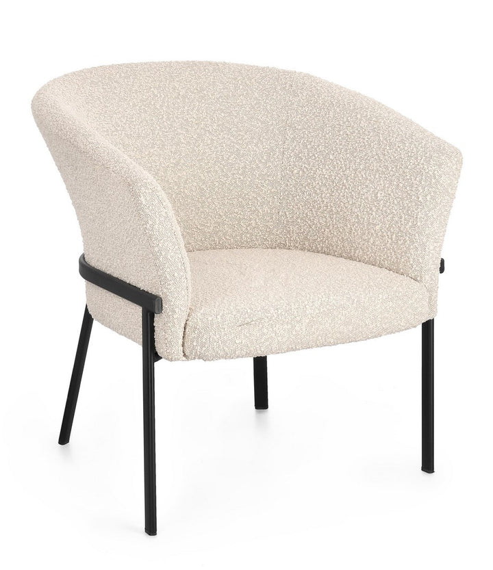 Fotoliu Tapițat Textil Bej, Puka Ivory Bizzotto - Imagine 1