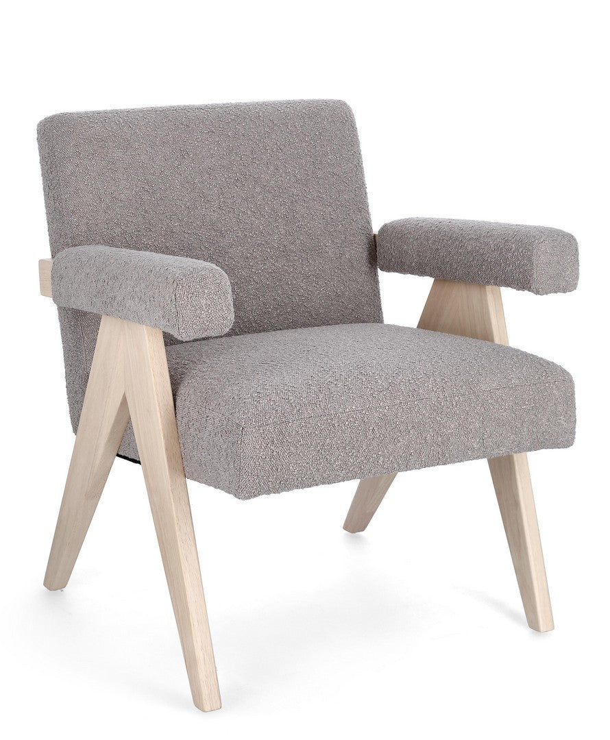 Fotoliu Tapițat Textil Gri, Faiza Taupe Bizzotto - Imagine 1