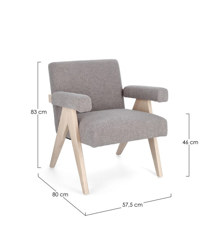 Fotoliu Tapițat Textil Gri, Faiza Taupe Bizzotto - Imagine 3