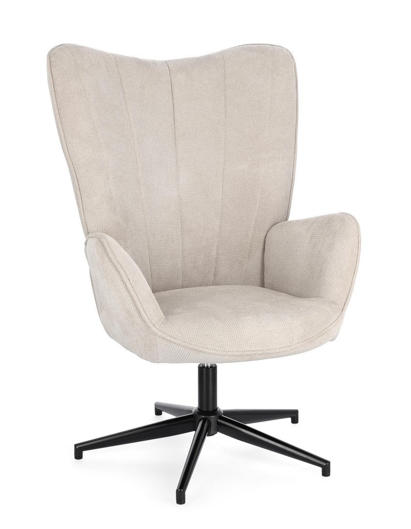 Fotoliu Rotativ Tapițat Textil Bej, Inas Bizzotto - Imagine 1