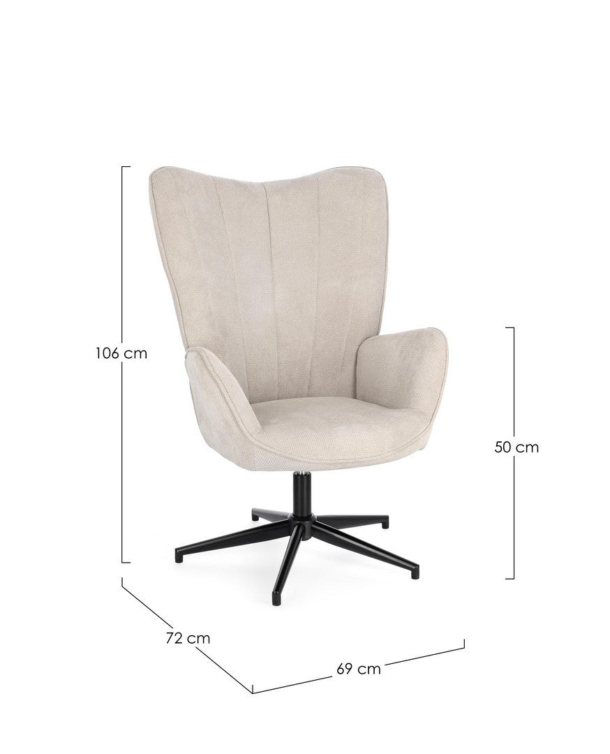 Fotoliu Rotativ Tapițat Textil Bej, Inas Bizzotto - Imagine 3