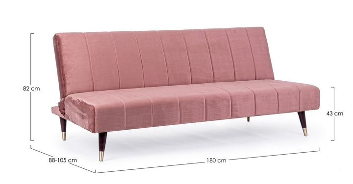 Canapea Extensibilă Tapițată Catifea Roz, Alma Blush Bizzotto - Imagine 2