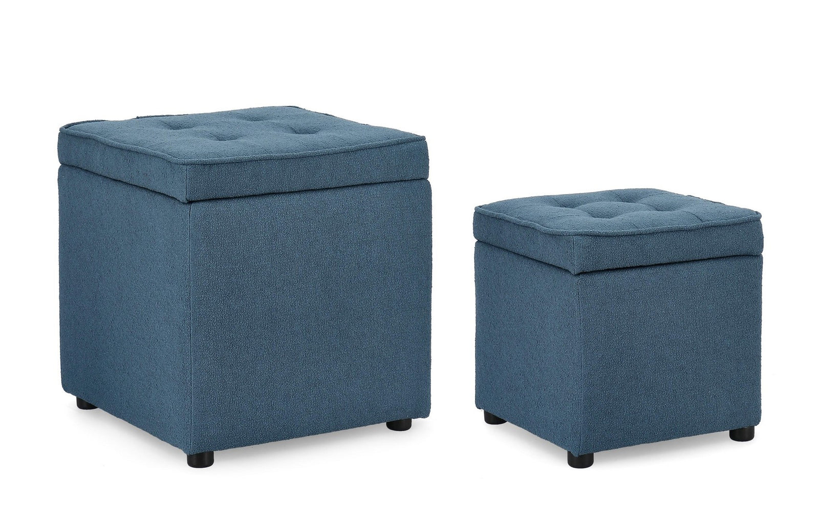 Set Pouf Depozitare Tapițat Albastru, Derrick Bizzotto - Imagine 1