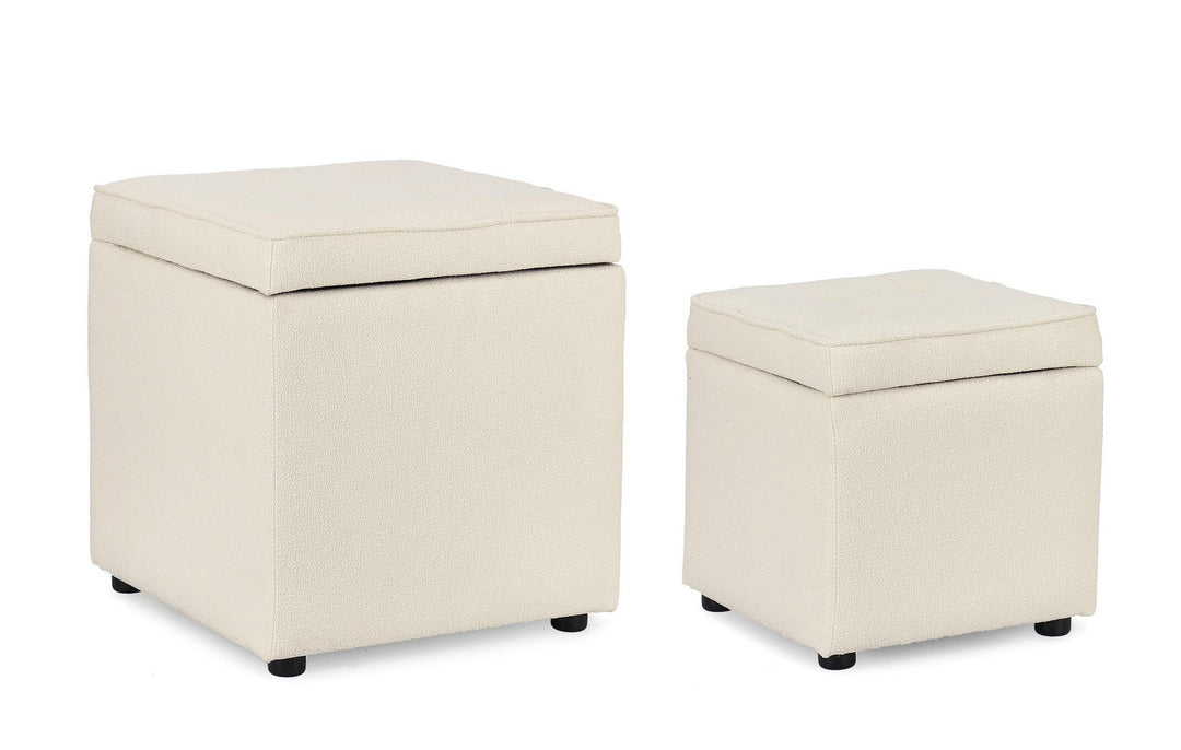 Set Pouf Depozitare Tapițat Boucle Bej, Derrick Bizzotto - Imagine 1