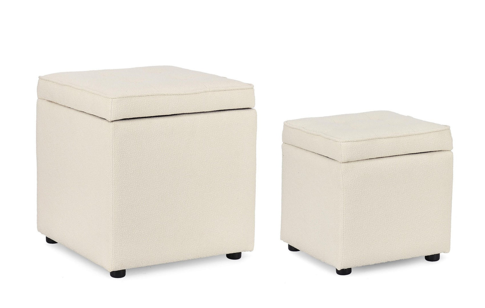 Set Pouf Depozitare Tapițat Boucle Bej, Derrick Bizzotto - Imagine 1