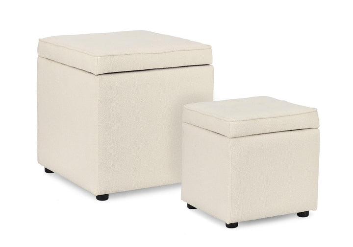 Set Pouf Depozitare Tapițat Boucle Bej, Derrick Bizzotto - Imagine 2