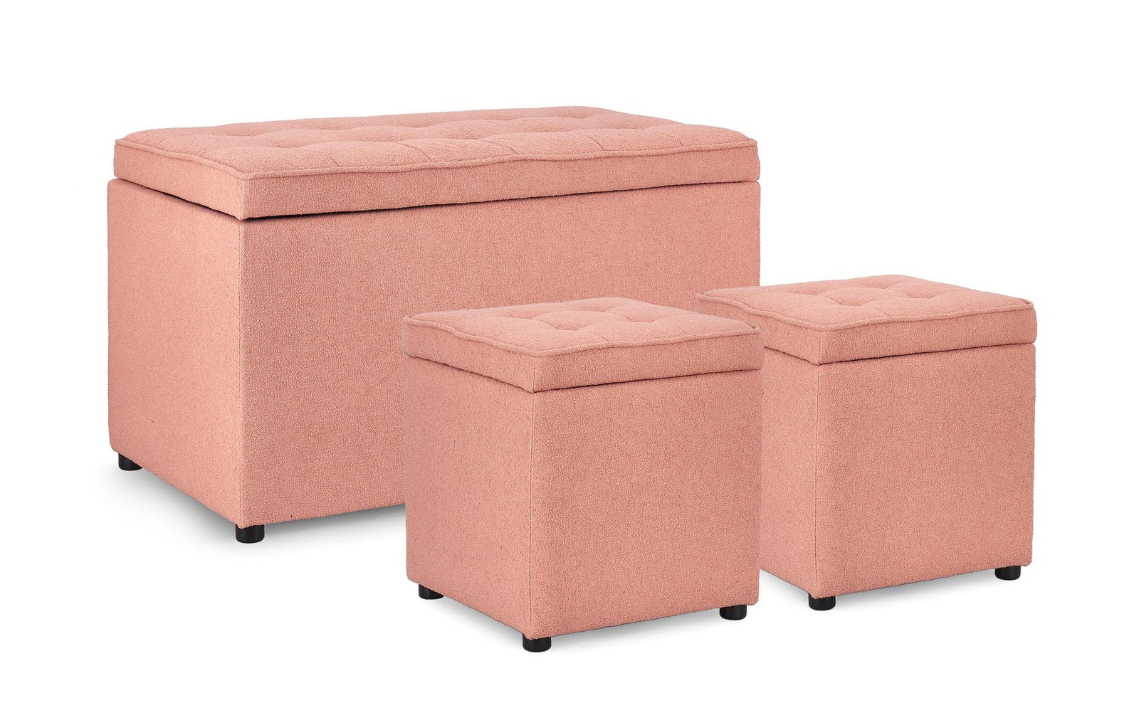 Set Pouf Și Bancă Tapițată Boucle Blush, Derrick Bizzotto - Imagine 2