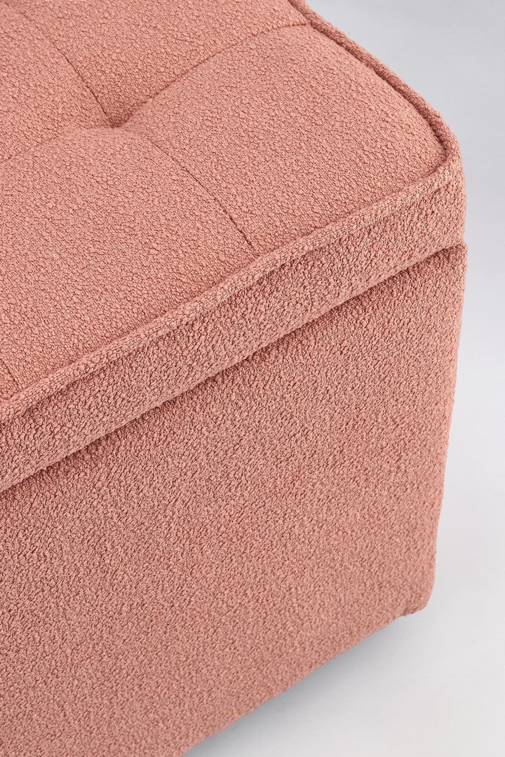 Set Pouf Și Bancă Tapițată Boucle Blush, Derrick Bizzotto - Imagine 4
