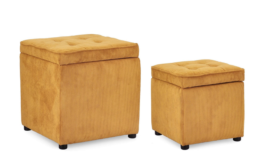 Set Pouf Depozitare Tapițat Catifea Ocru, Dylan Bizzotto - Imagine 1