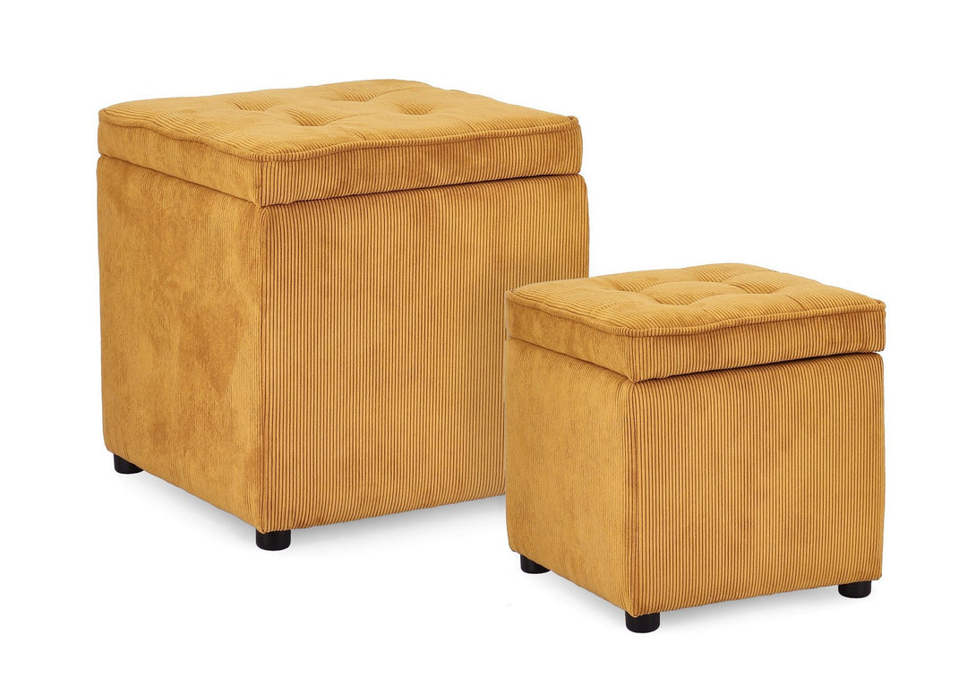 Set Pouf Depozitare Tapițat Catifea Ocru, Dylan Bizzotto - Imagine 2