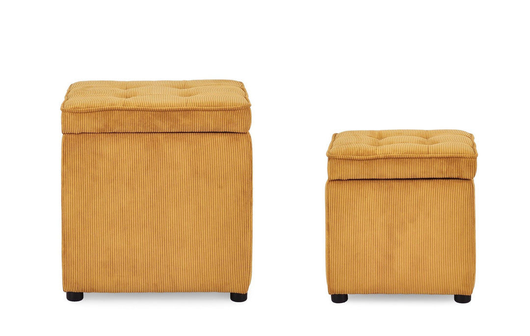 Set Pouf Depozitare Tapițat Catifea Ocru, Dylan Bizzotto - Imagine 3