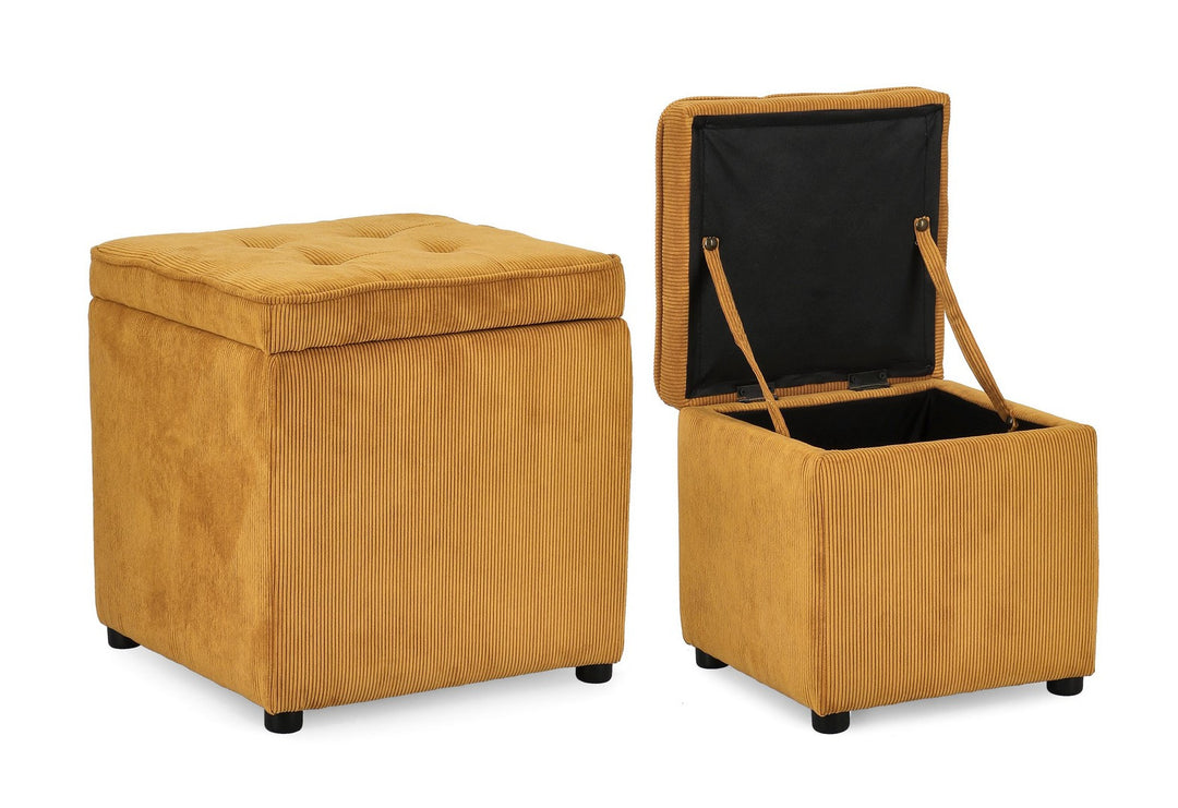 Set Pouf Depozitare Tapițat Catifea Ocru, Dylan Bizzotto - Imagine 5