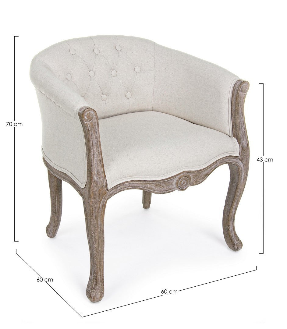 Fotoliu Clasic Tapițat Textil Bej, Diva Natural Bizzotto - Imagine 2