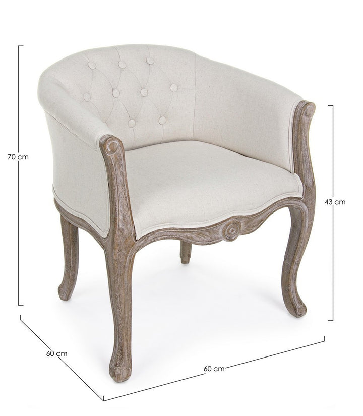 Fotoliu Clasic Tapițat Textil Bej, Diva Natural Bizzotto - Imagine 2