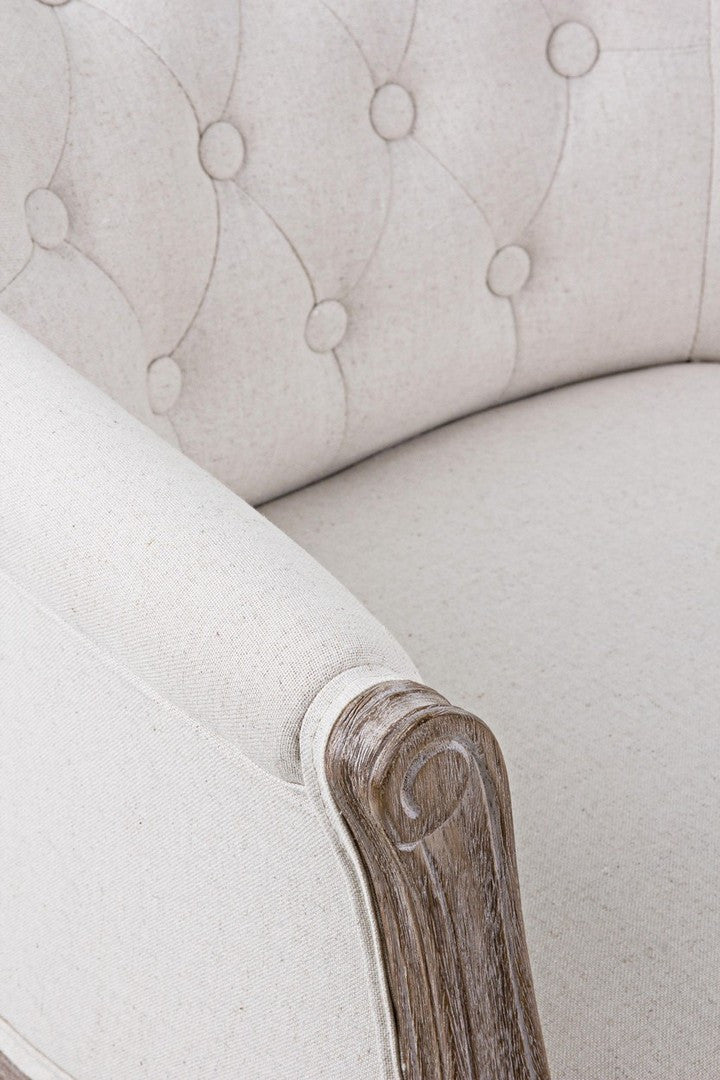 Fotoliu Clasic Tapițat Textil Bej, Diva Natural Bizzotto - Imagine 6