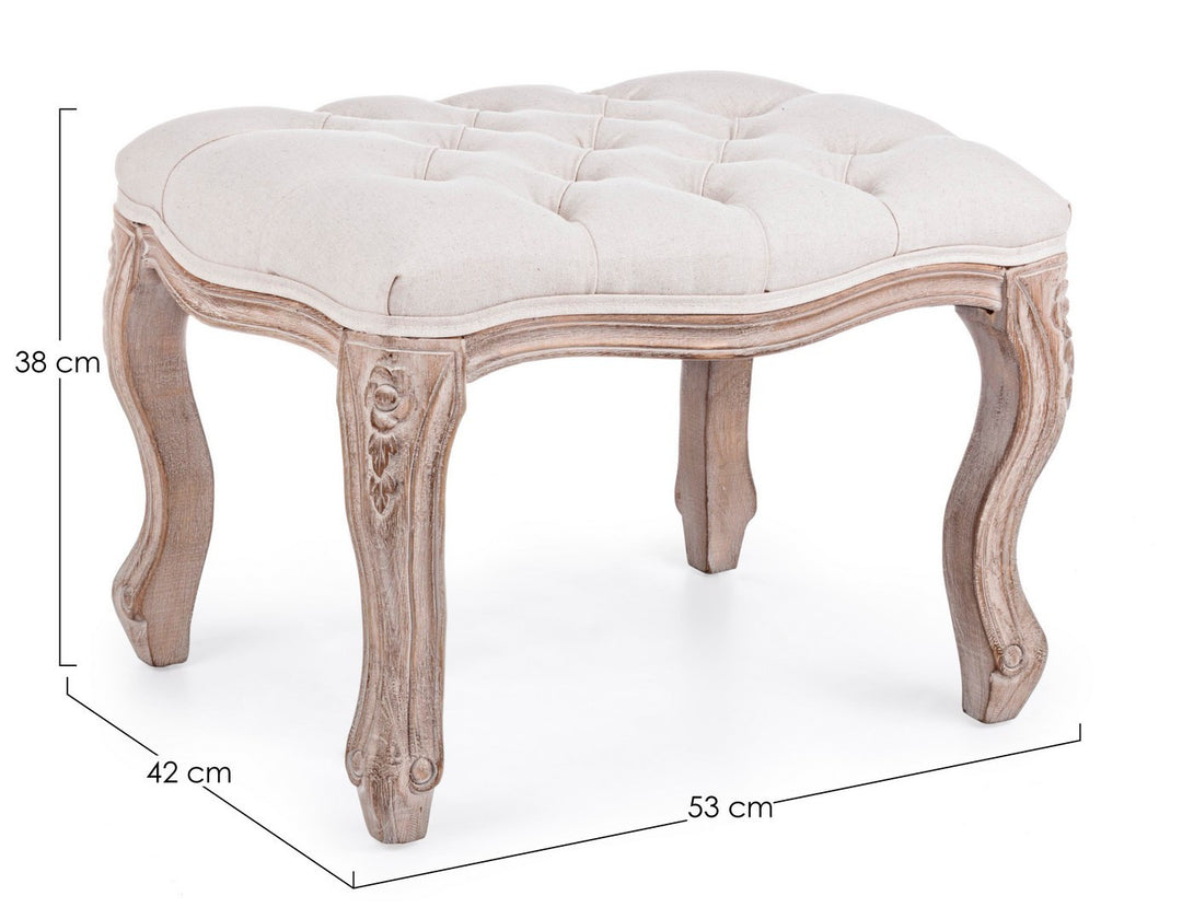 Taburet Clasic Tapițat Bej, Diva Natural Bizzotto - Imagine 2