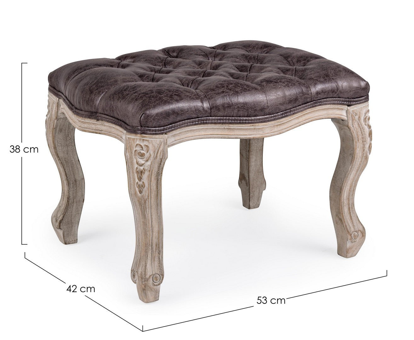 Taburet Clasic Tapițat Piele Maro, Diva Dark Bizzotto - Imagine 2