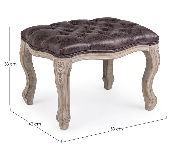 Taburet Clasic Tapițat Piele Maro, Diva Dark Bizzotto - Imagine 2