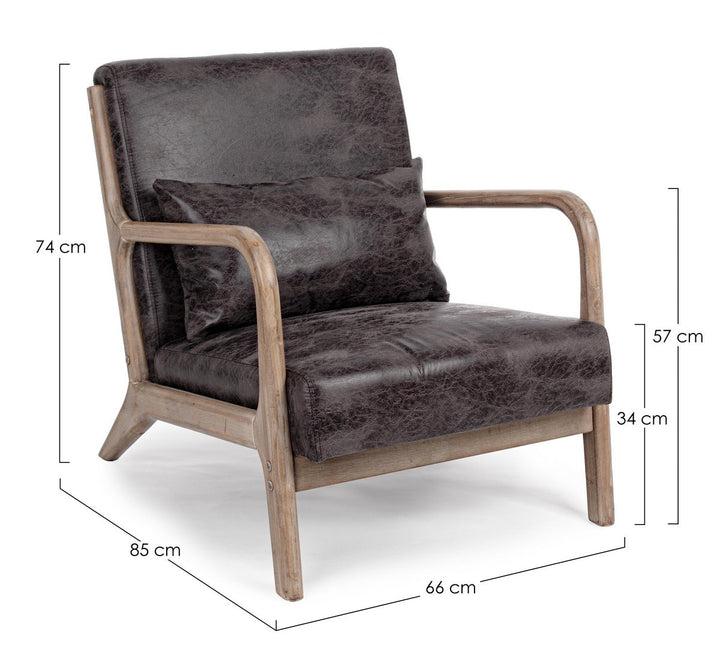 Fotoliu Vintage Tapițat Piele Ecologică Negru, Ancilla Dark Bizzotto - Imagine 2