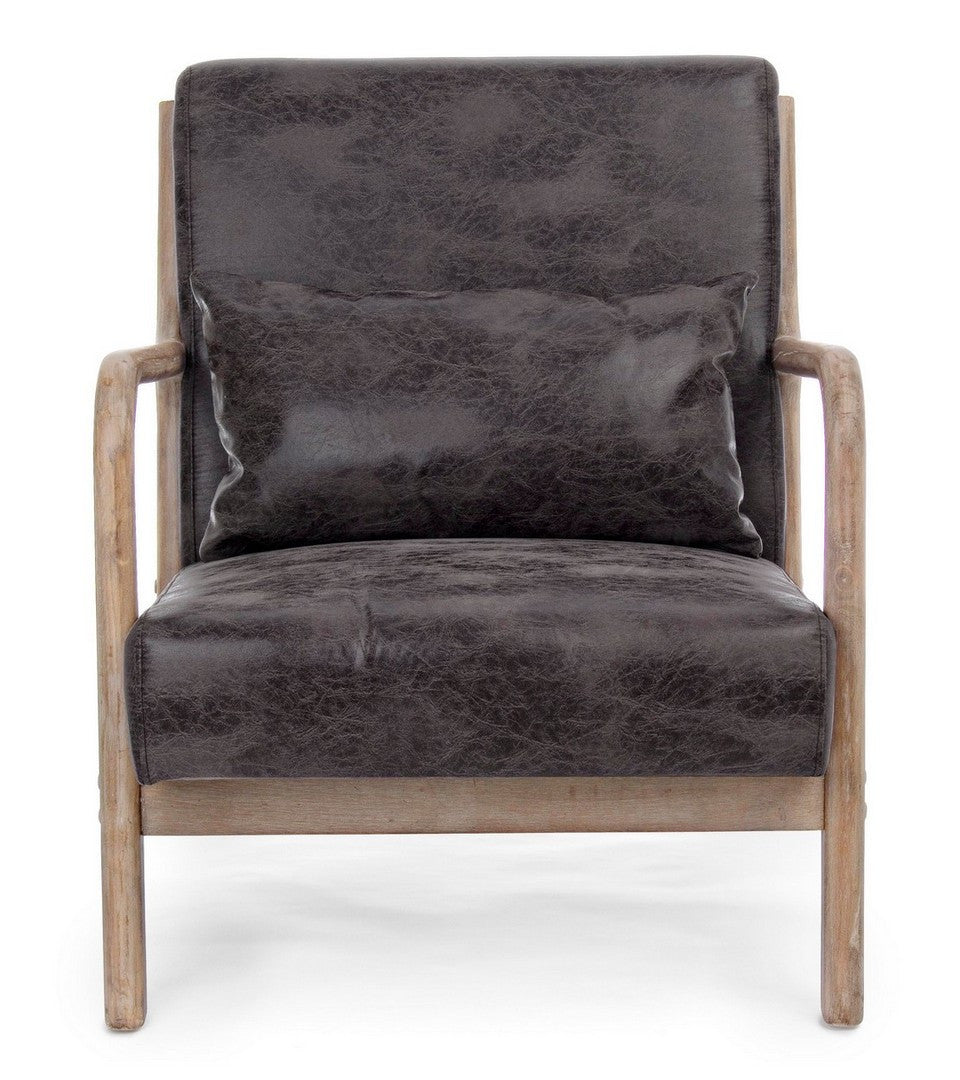 Fotoliu Vintage Tapițat Piele Ecologică Negru, Ancilla Dark Bizzotto - Imagine 3