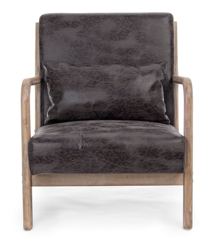 Fotoliu Vintage Tapițat Piele Ecologică Negru, Ancilla Dark Bizzotto - Imagine 3