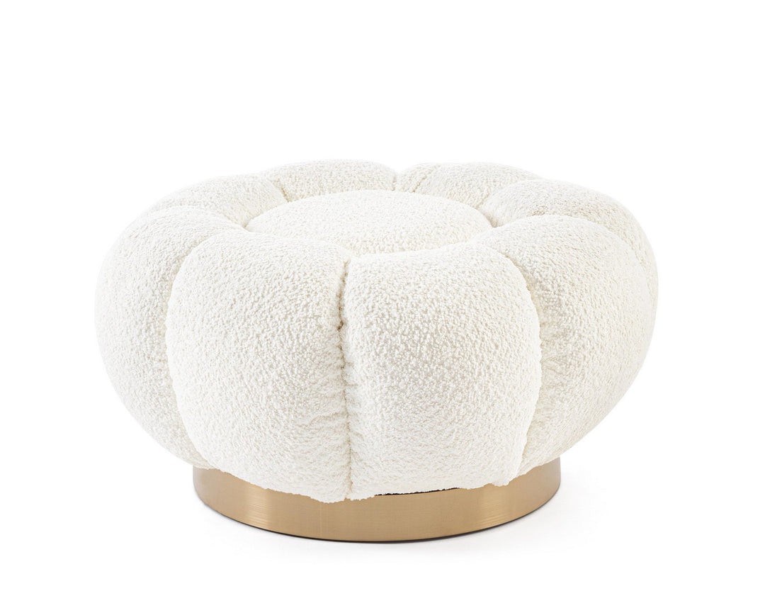 Pouf Tapițat Bouclé Alb, Florel Bizzotto - Imagine 1