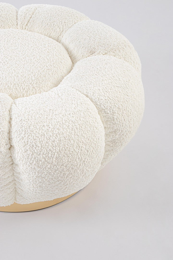 Pouf Tapițat Bouclé Alb, Florel Bizzotto - Imagine 3