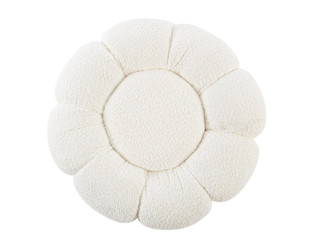 Pouf Tapițat Bouclé Alb, Florel Bizzotto - Imagine 4